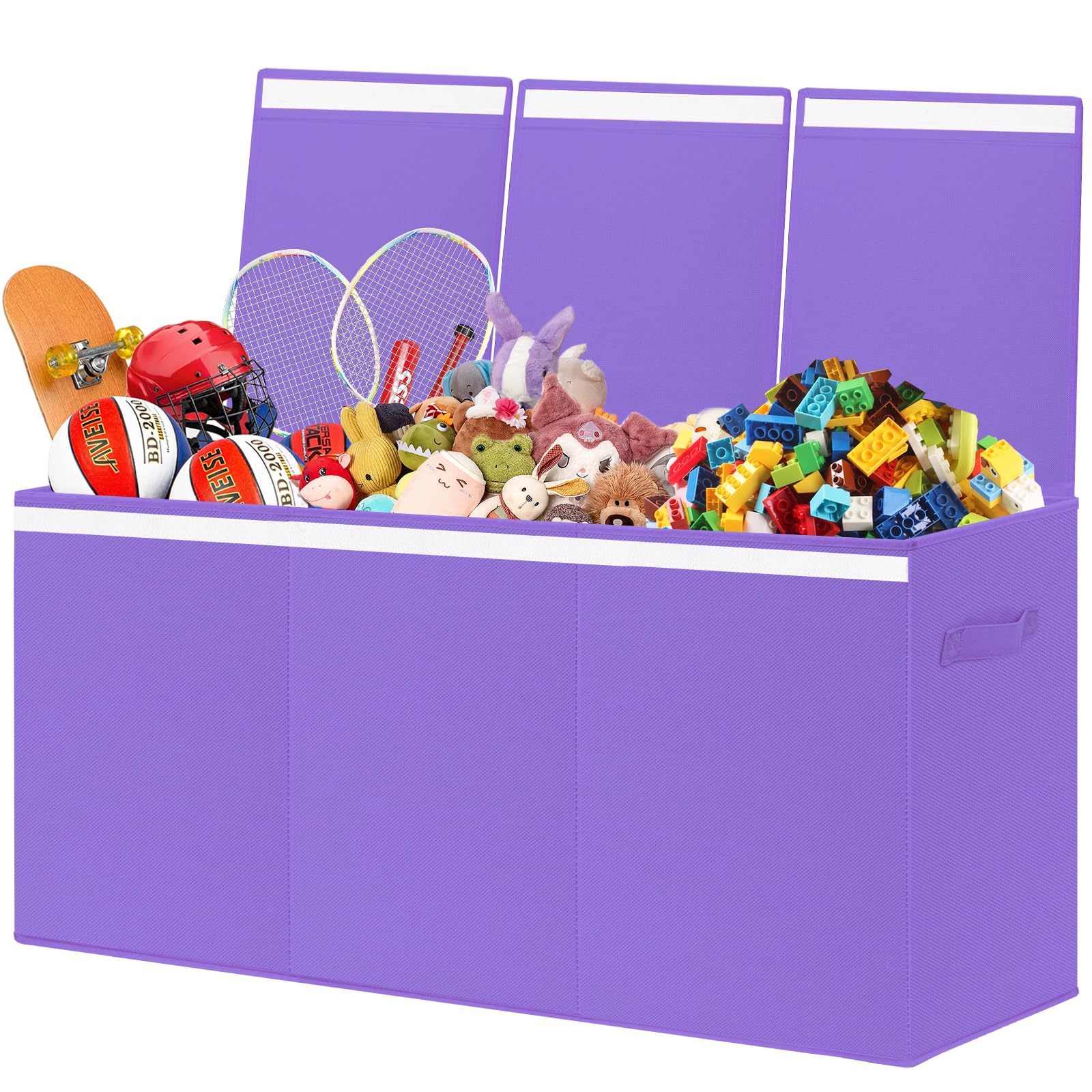 Pantryily Extra Large Toy Box for Girls Boys - Collapsible Toy Chest Boxes Organizers and Storage for Nursery,Playroom,Office (Violet) 35.8"x12.6"x16"