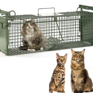 40" 2-Door Large Live Animal Traps for Stray Cats up to 17.6 pounds, Raccoons, Squirrel, Skunk, Mole, Groundhog, Armadillo, Rabbit, with Pedal Triggers