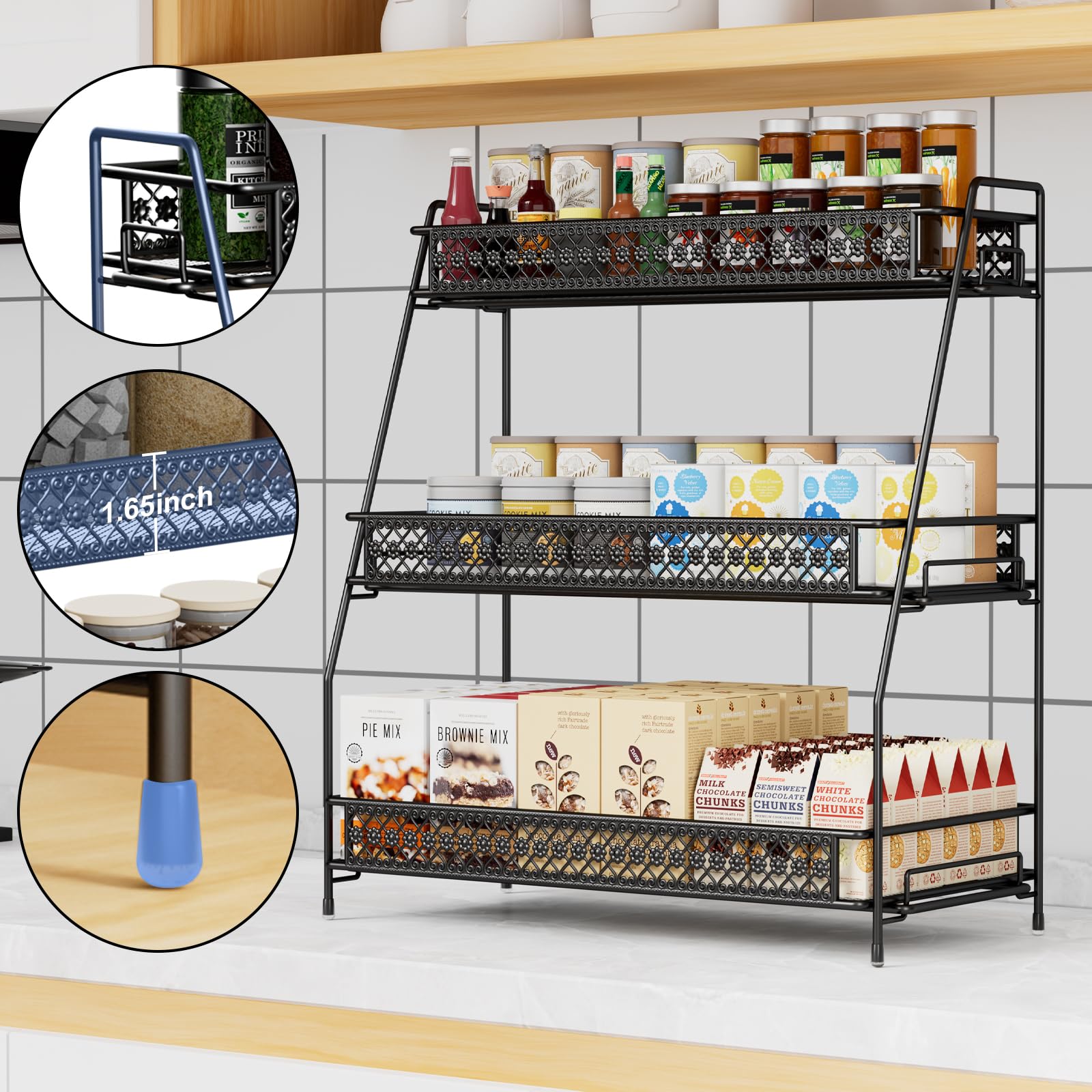 Bridgify Spice Rack Organizer for Cabinet, Bathroom Organizer Countertop, Bathroom Counter Organizer Kitchen Countertop Organizer Bathroom Vanity Organizer