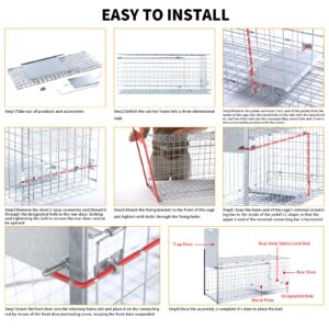 42" Large Humane Live Animal Trap,Collapsible Large Animal Catcher Cage,Cage Traps for Large Dogs up to 38 pounds,Foxes,Coyotes,Bobcat,Similar Sized Animals