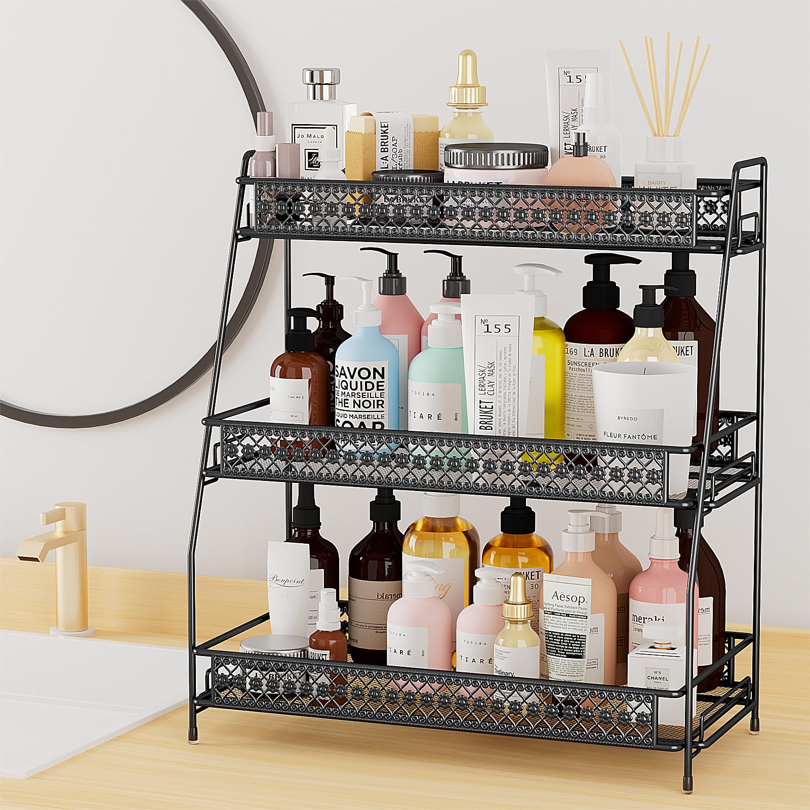 Bridgify Spice Rack Organizer for Cabinet, Bathroom Organizer Countertop, Bathroom Counter Organizer Kitchen Countertop Organizer Bathroom Vanity Organizer