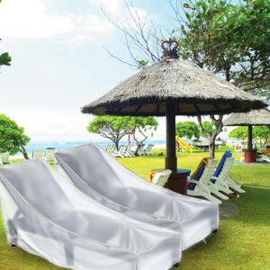 IndigoTempest9 Patio Chaise Lounge Covers, PVC Outdoor Furniture Covers, Pool Lounge Chair Cover, 2 Pack (Frosted, 76L x 32W x 32H inches)