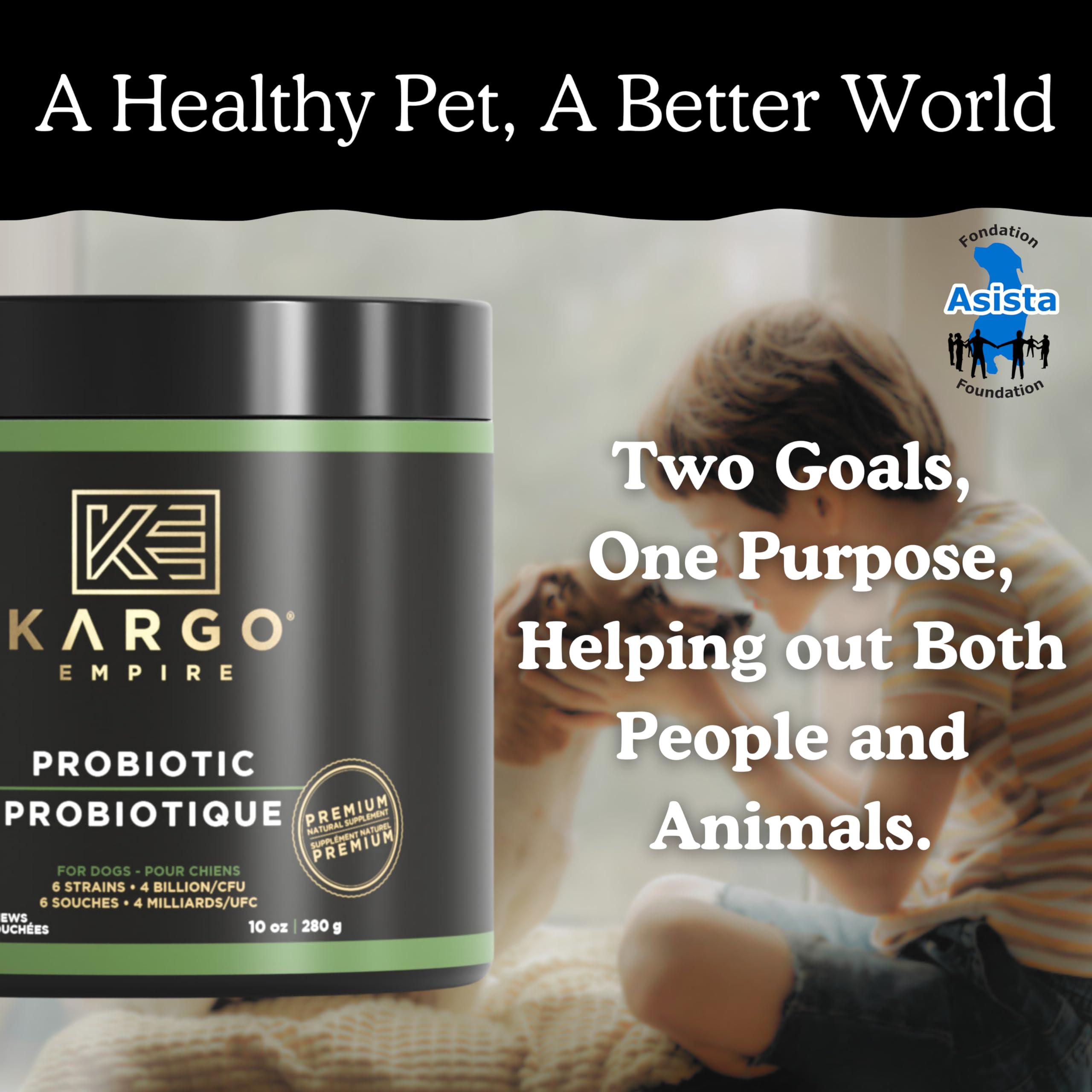 Kargo Empire Probiotic Dog Supplement – Supports Digestion & Healthy Immune System – Helps with Gut Health, Itchy Skin, Seasonal Allergies, and Yeast – 4 Billion CFU’s/2 Chews – 140 Soft Chews