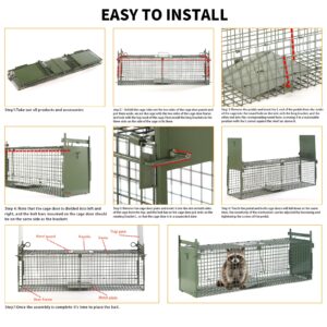 26" 2-Door Live Animal Traps for Stray Cats up to 5.5 pounds, Raccoons, Squirrel, Skunk, Mole, Groundhog, Armadillo, Rabbit, with Pedal Triggers