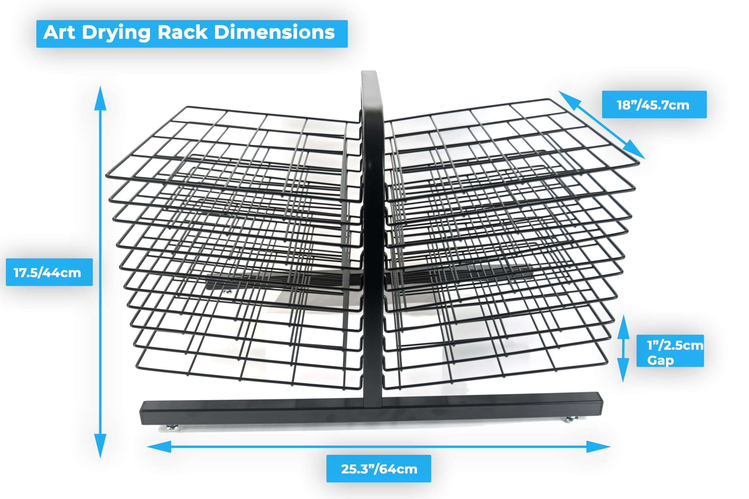 Joymaney Art Drying Rack | Mobile Metal Art Storage Rack with Removable Shelves | Art Organizer for Kids, Art Studio and Tabletop Storage, Craft Room and Desktop (20 Shelves)