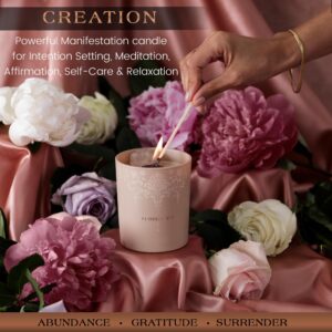 Luxury Crystal Candle for Women - Velvet Rose & Patchouli Scented Aromatherapy Candle - Manifestation Candle with Strawberry and Clear Quartz Crystals -7.4oz Natural Coconut, Soy Wax Wood Wick Candles