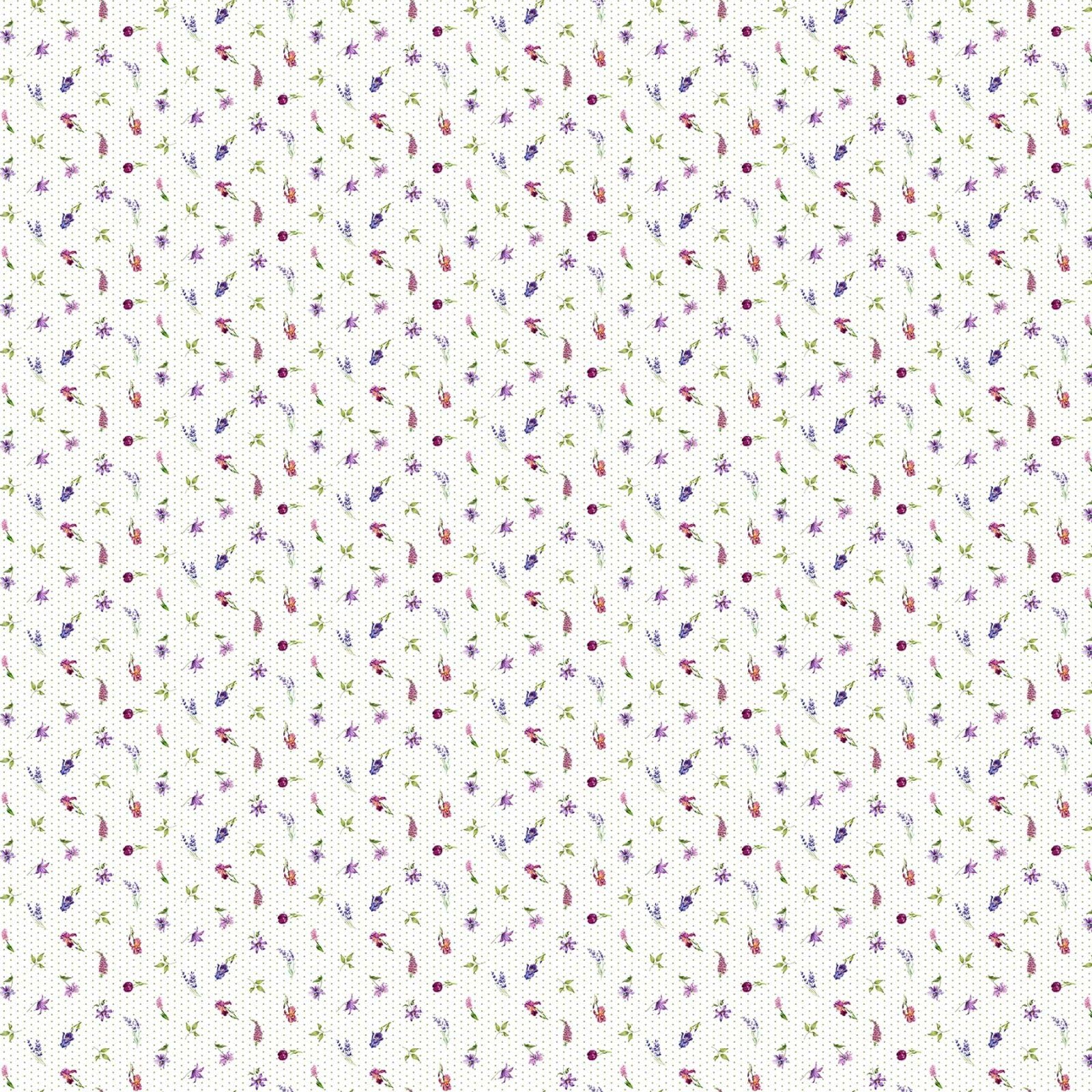 Northcott Deborah's Garden by Michel Design Works DP25596 10 White Tiny Flower Toss Fabric