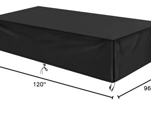 Ziewee Patio Furniture Covers 120" L x 96" W x 34" H Waterproof Outdoor Table Cover 600D Rectangular Sofa Cover Weatherproof Furniture Covering for Deck Lawn and Backyard 300x240x85cm