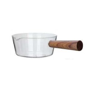 nonstick saucepan, small cooking pot with stay wood handle, heat-resistant mini simmer pot for pasta noodle, soup, milk, baby food(600ml)