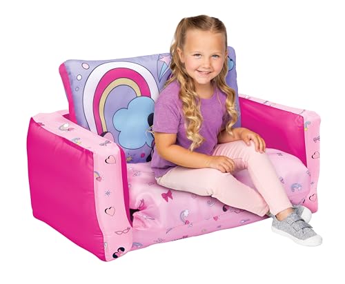 Minnie Mouse Kids Sofa Bed, Children 2-in-1 Flip Open Inflatable Comfy Couch to Lounger, Toddler Nap Mat, Over 4ft Long