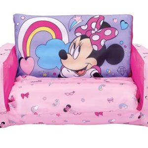 Minnie Mouse Kids Sofa Bed, Children 2-in-1 Flip Open Inflatable Comfy Couch to Lounger, Toddler Nap Mat, Over 4ft Long