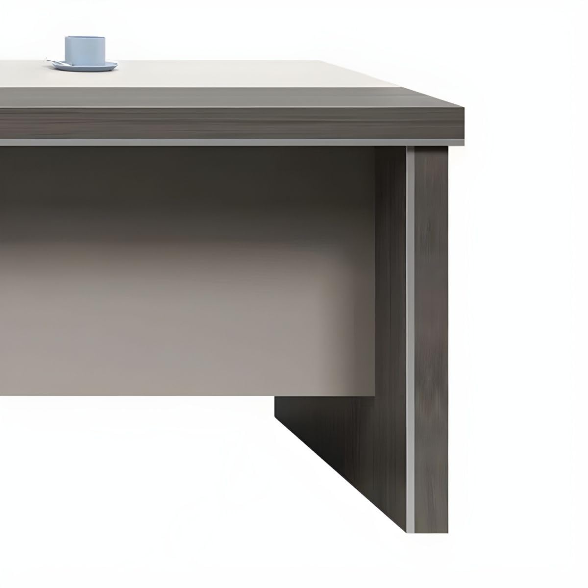 CraftThink Modern Executive Office Desk, Gray Wood L Shaped Office Desk with Drawers and Storage, Pedestal Base, Cable Management, Without Chairs 86.5" L x 63" W x 29.5" H (Right Hand Return)