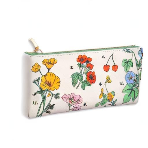 ban.do Get it Together Pen and Pencil Case, Small Zipper Pouch for Office/Art Supplies, Travel Toiletries, Makeup, Botanical Cream