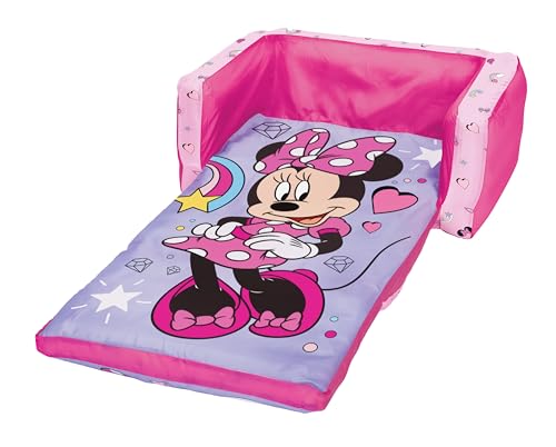 Minnie Mouse Kids Sofa Bed, Children 2-in-1 Flip Open Inflatable Comfy Couch to Lounger, Toddler Nap Mat, Over 4ft Long