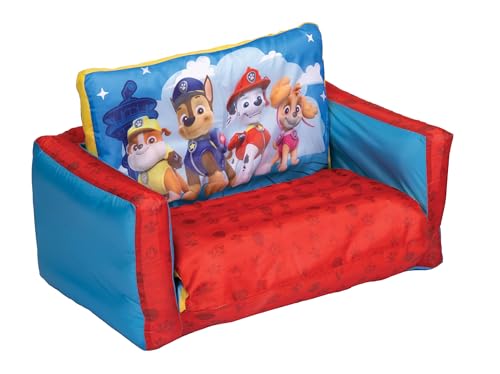 Paw Patrol Kids Sofa Bed, Children 2-in-1 Flip Open Inflatable Comfy Couch to Lounger, Toddler Nap Mat, Over 4ft Long