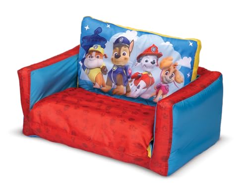 Paw Patrol Kids Sofa Bed, Children 2-in-1 Flip Open Inflatable Comfy Couch to Lounger, Toddler Nap Mat, Over 4ft Long