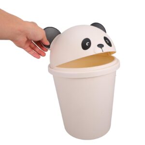 Luxshiny 10L Cartoon Panda Trash Can Plastic Garbage Bin with Lid Garbage Can Rubbish Pail Waste Basket Toilet Paper Bucket for Bathroom Kitchen Office Dorm