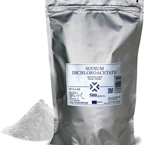 DCA - Sodium Dichloroacetate 500g Bulk Powder, Purity >99.9%, Made in Europe, by DCA-LAB, Certificate of Analysis Included, Tested in a Certified Laboratory, Buy Directly from Manufacturer, 1.7lbs