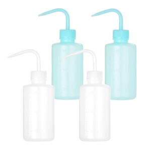 ruicoo wash bottles 4pcs 250ml safety cleaning bottle watering tool plastic squeeze bottle for medical lab, plant irrigation squeeze sprinkler bottle(white and blue)