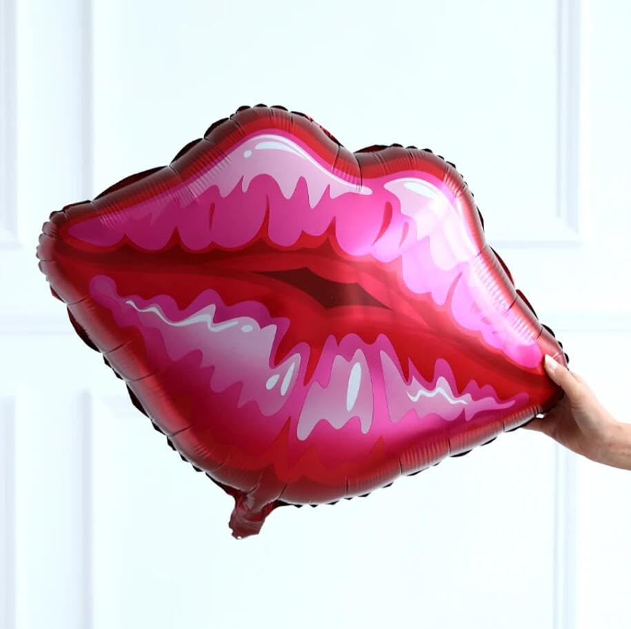 4pcs Lip Balloons Kiss Balloons Valentines Foil Balloons Gals Balloons Valentines Day Balloon Set for Lip Decoration Valentines Day Decorations Girls Night Galentines Party Decor