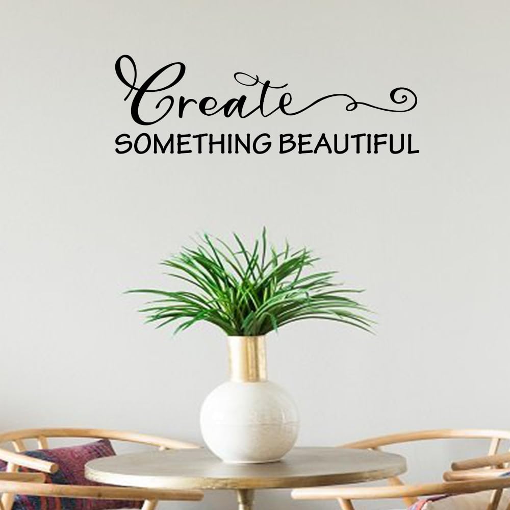 Create Something Beautiful Carved Pure Black Vinyl Wall Decal Art Letters Quotes Saying Wall Art Lettering Home Decor