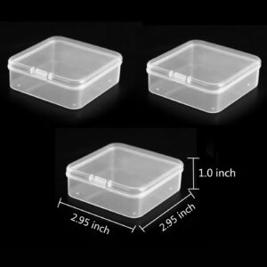 Pcxino 40 Pack 7.5 cm Small Clear Storage Box,Clear Plastic Beads Storage Containers Box with Hinged Lid for Small Items and Craft Projects