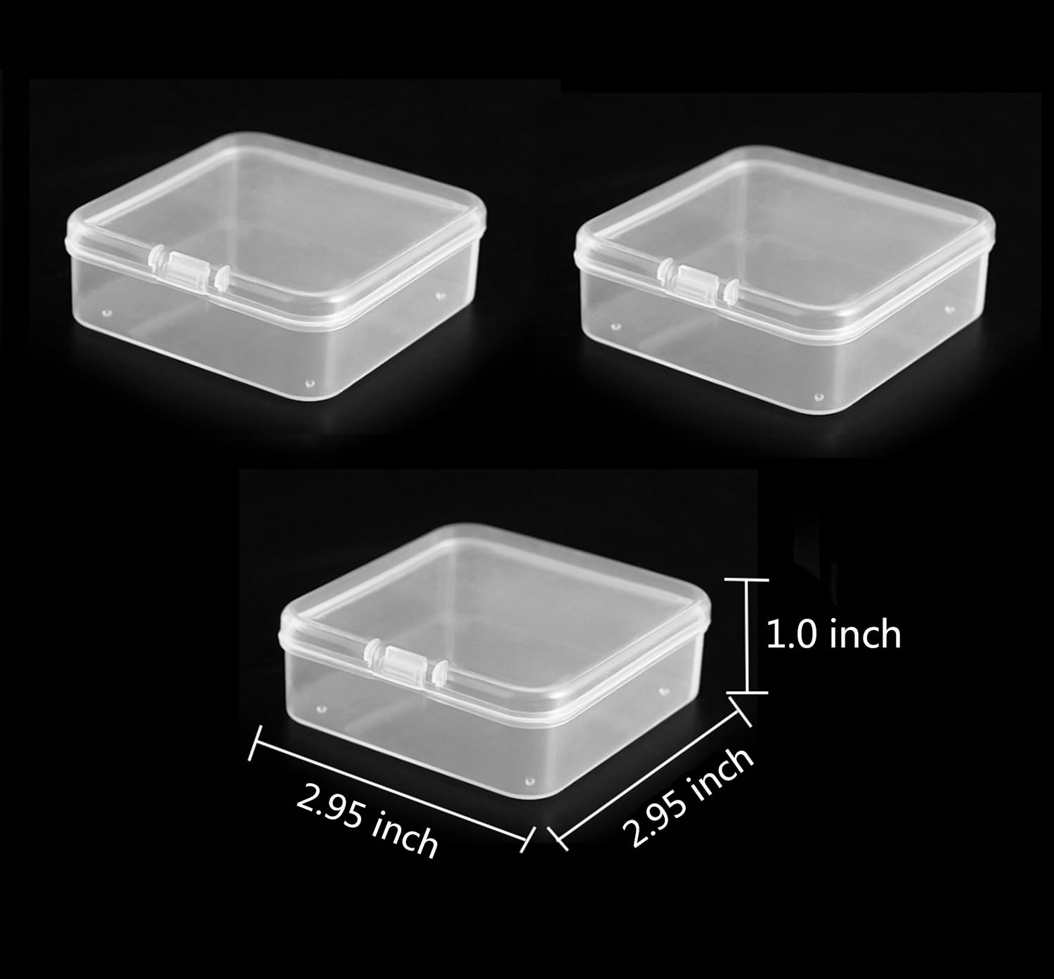 Pcxino 40 Pack 7.5 cm Small Clear Storage Box,Clear Plastic Beads Storage Containers Box with Hinged Lid for Small Items and Craft Projects