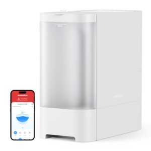 switchbot smart evaporative humidifiers for bedroom 4.5l(1.2g), 750ml/h rapid humidifiers, top fill humidifiers, last 22.5-hour, automatic air drying filter, ag+ technology, voice control, app alert