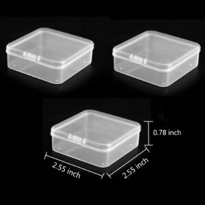 Pcxino 40 Pack 6.5 cm Small Clear Storage Box,Clear Plastic Beads Storage Containers Box with Hinged Lid for Small Items and Craft Projects