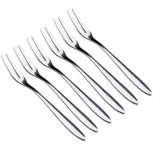 stainless steel forks set, forks for oyster and shellfish, appetizers tasting forks, cocktail salad dessert fruit forks for birthday wedding party travel (6 pcs)