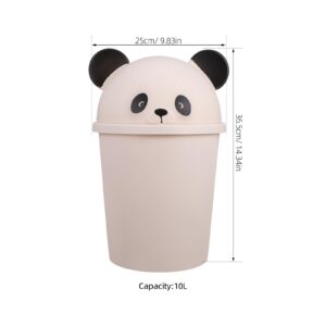 Luxshiny 10L Cartoon Panda Trash Can Plastic Garbage Bin with Lid Garbage Can Rubbish Pail Waste Basket Toilet Paper Bucket for Bathroom Kitchen Office Dorm