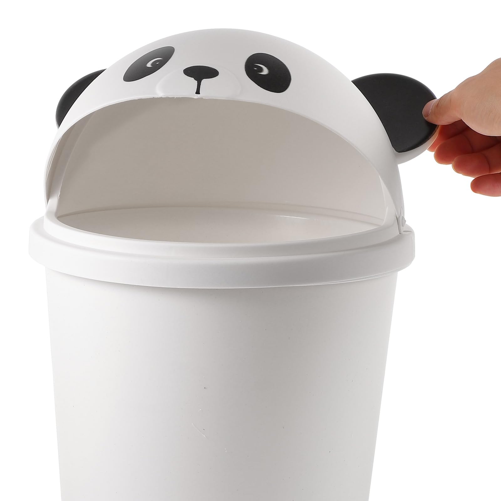 Luxshiny 10L Cartoon Panda Trash Can Plastic Garbage Bin with Lid Garbage Can Rubbish Pail Waste Basket Toilet Paper Bucket for Bathroom Kitchen Office Dorm