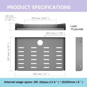 JINGCHENGMEI 2 Pcs of Metal Floating Shelf Modern Wall Mounted Storage Rack 12"*8" Deep Display Shelf in Living Room, Bedroom,Bathroom, Kitchen,Garage or Office (12 inches 2 Pcs)