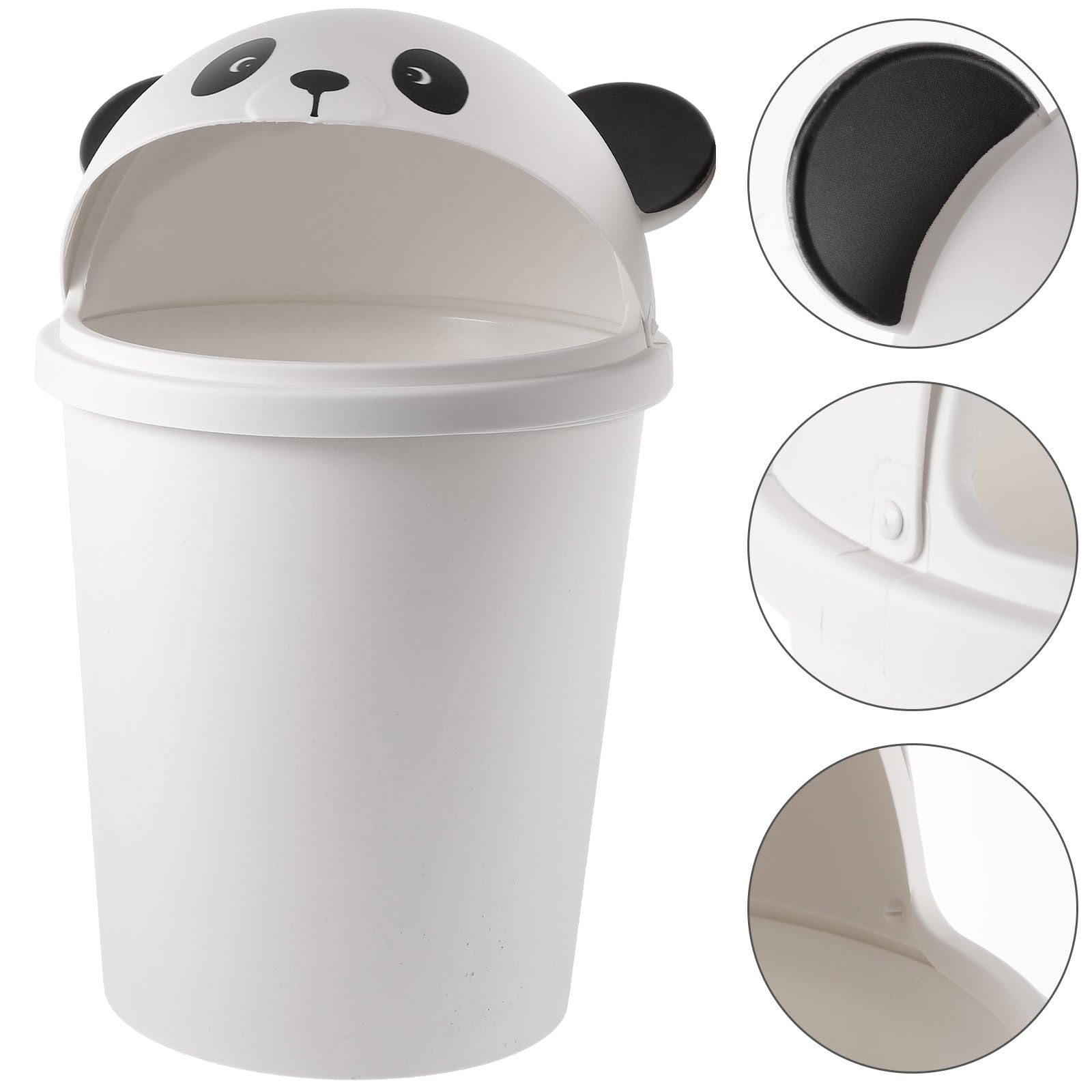 Luxshiny 10L Cartoon Panda Trash Can Plastic Garbage Bin with Lid Garbage Can Rubbish Pail Waste Basket Toilet Paper Bucket for Bathroom Kitchen Office Dorm