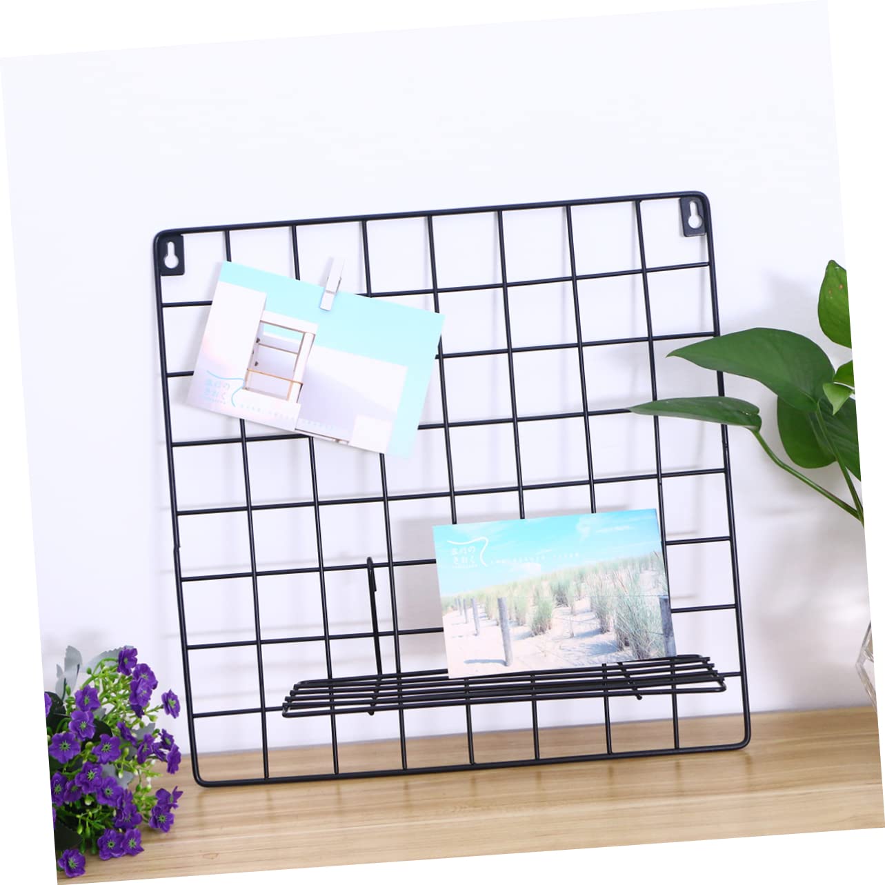 BESTOYARD Hanging Wire Shelf Wire Wall Panel Wall Grid Display Shelf Metal Floating Shelf Desk Book Holder Grid Basket Wall Grid Panels Grid Wall Rack Panel White Shelfs Organizer Iron Wire