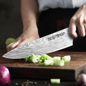 BESTERiSA Chef Knife,8 Inch Professional Chef Knife German Stainless Steel,Ultra Sharp Vegetable Meat Cleaver Knife with Knife Guard