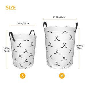 Hockey Sticks Print Laundry Basket Waterproof Oxford Fabric Collapsible Laundry Hamper Round Portable Durable Dirty Clothes Toy Storage Organizer for Bedroom Bathroom College Dorm Living Room Nursery