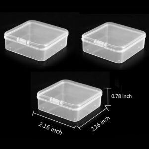 Pcxino 40 Pack 5.5cm Small Clear Storage Box,Clear Plastic Beads Storage Containers Box with Hinged Lid for Small Items and Craft Projects