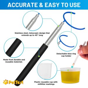 PetTest i-Catch Telescoping Dog Urine Catcher - 45-inch Extendable Dog Pee Stick Collector and Telescopic Pole Handle for Small and Large Breeds - Includes a Reusable Cup with Milliliter Markings