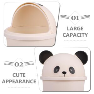 Luxshiny 10L Cartoon Panda Trash Can Plastic Garbage Bin with Lid Garbage Can Rubbish Pail Waste Basket Toilet Paper Bucket for Bathroom Kitchen Office Dorm