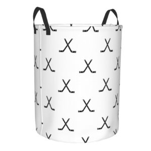 Hockey Sticks Print Laundry Basket Waterproof Oxford Fabric Collapsible Laundry Hamper Round Portable Durable Dirty Clothes Toy Storage Organizer for Bedroom Bathroom College Dorm Living Room Nursery