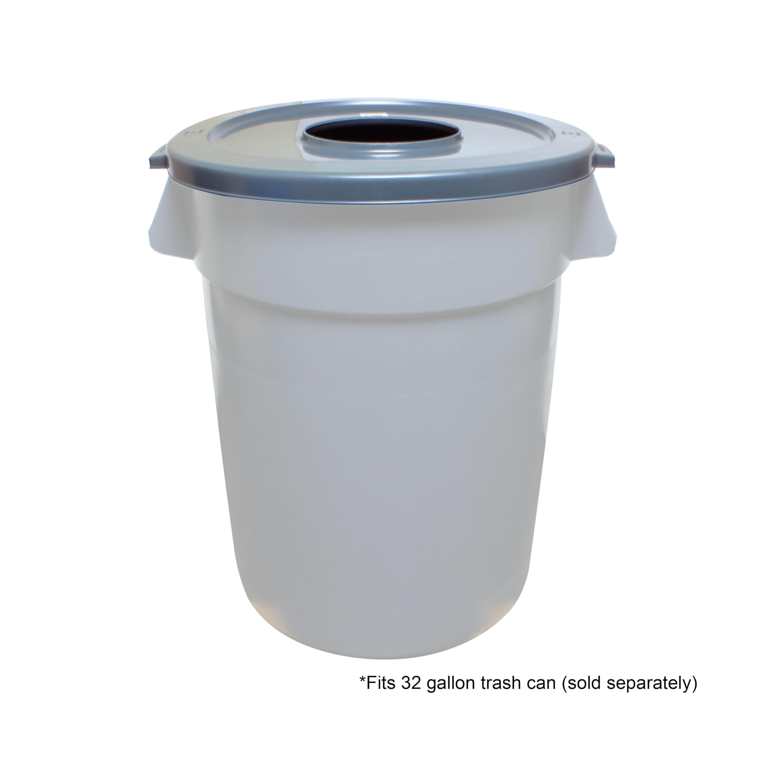 TrueCraftware 32 Gallon Round Trash Can Center Opened Lid only 22-1/4" Diameter x 1-1/4" Height Gray Color- Wastebasket Garbage Bin Lid Recycling Bin Cover Kitchen Bathroom Bedroom Office Trash Can