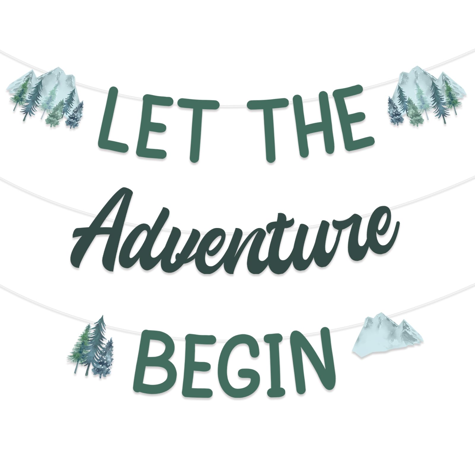 Sursurprise Adventure Baby Shower Decorations, Let the Adventure Begin Banner, Forest Mountain Adventure Birthday Party Supplies