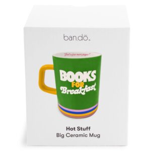 ban.do Ceramic Mug, 12 Ounce Coffee Cup, Dishwasher and Microwave Safe Mug, Books for Breakfast