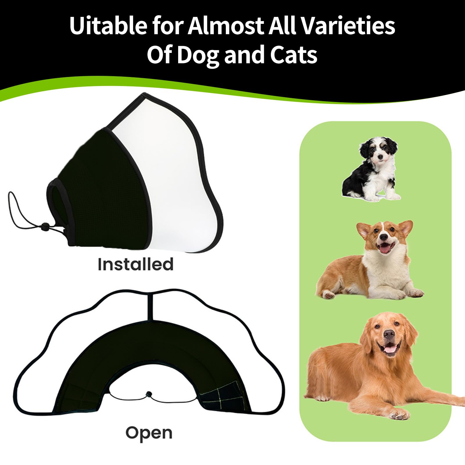 Large Dog Cone, YYCXYCYC Soft Dog Cone for Large Dogs, Dog Recovery Collar Cones After Surgery, Adjustable Pet Neck Medical Cone for Large Dogs to Stop Licking (L - Circumference: 15”-18.5”)