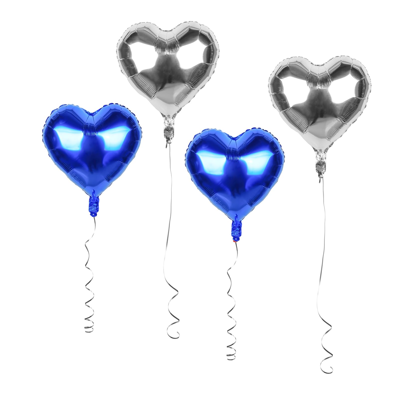 Mefuny 18"Royal Blue Silver Heart Shaped Balloons 18Pcs Foil Balloons Mylar Balloons For Birthday Baby Shower Festival Party Decorations