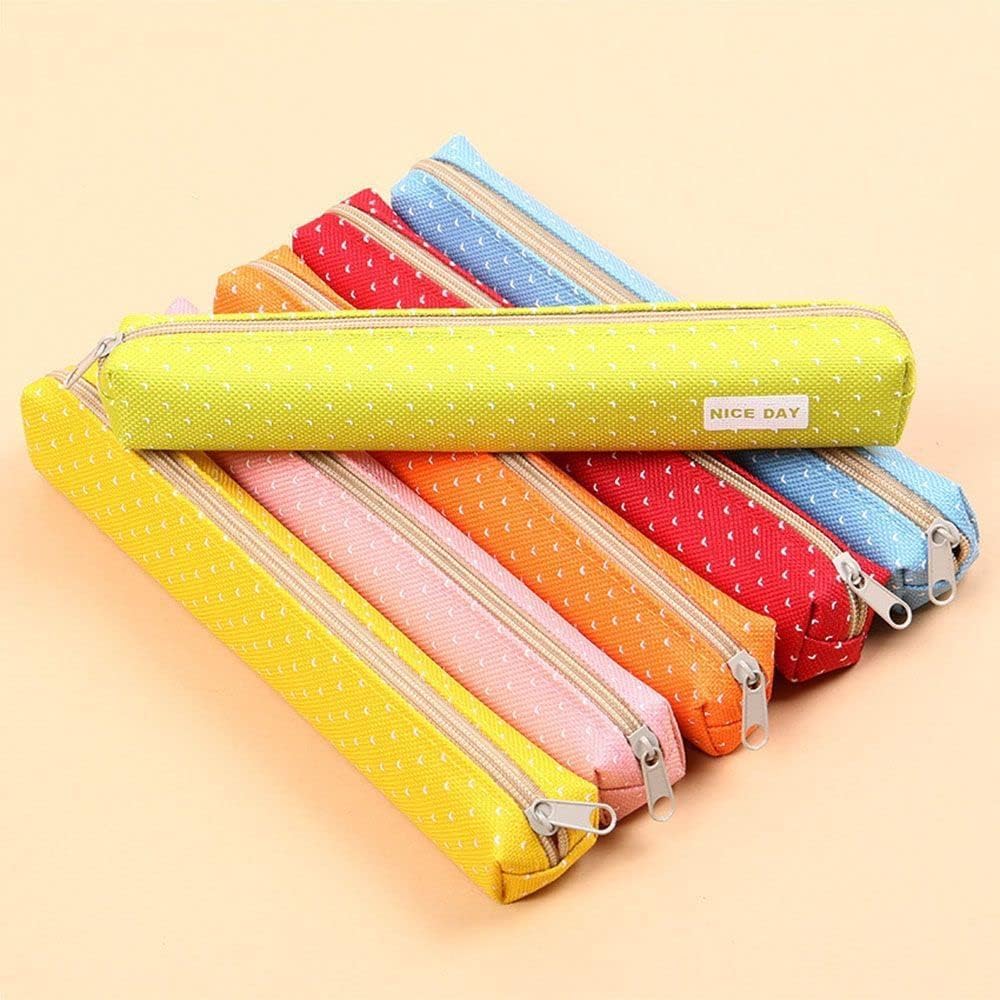 1Pc Orange Pencil Case, Cute Stationeries Pouch, Kawaii Pencil Pouch, Candy Color Pencil Box, Super Slim Pen Bag, Wave Point Cosmetic Bag，Pen, Pencil and Marker Cases，Arts, Crafts and Sewing