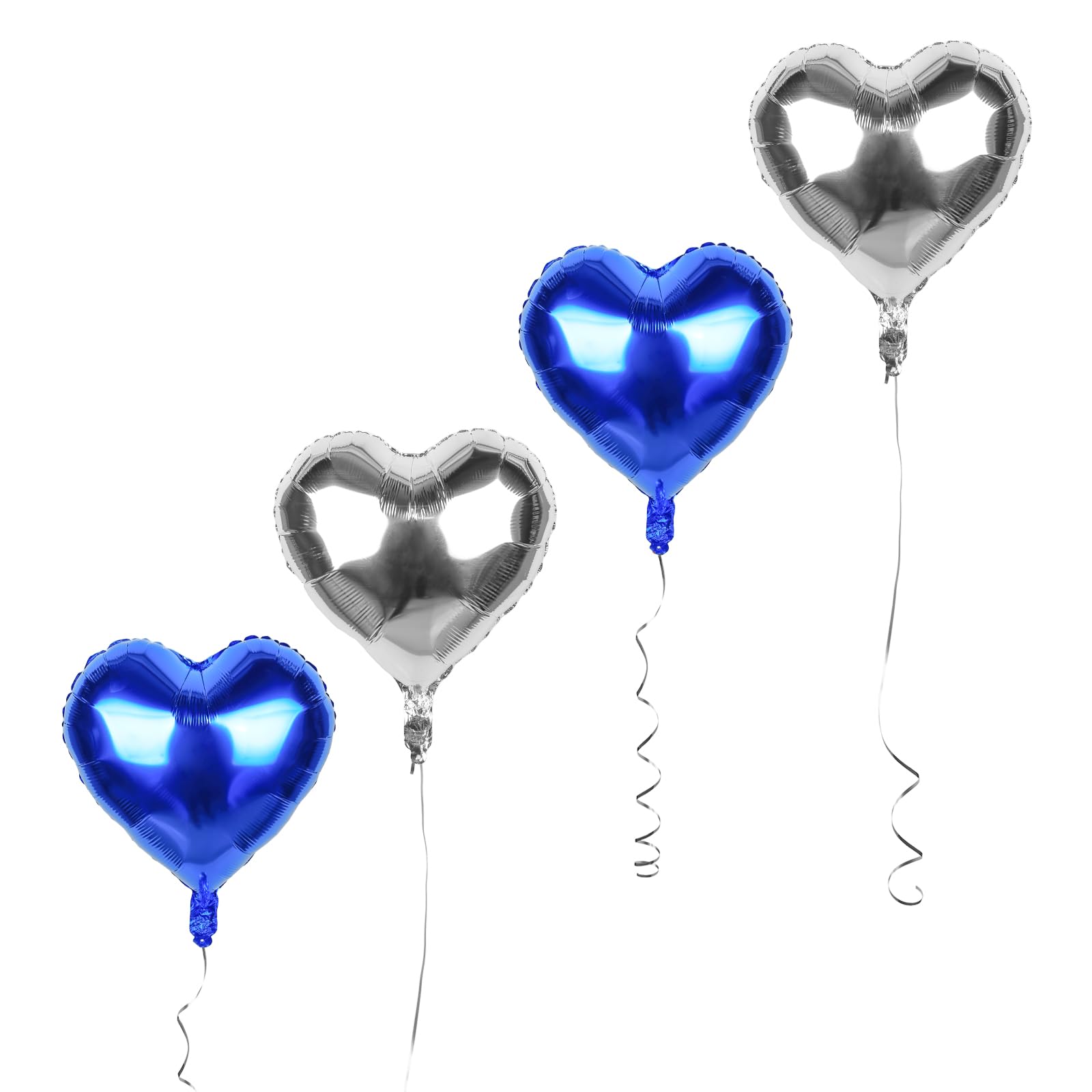 Mefuny 18"Royal Blue Silver Heart Shaped Balloons 18Pcs Foil Balloons Mylar Balloons For Birthday Baby Shower Festival Party Decorations