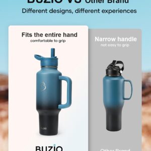 BUZIO 40oz Water Bottle Fits in Cup Holder, Stainless Steel Insulated Tumbler with Handle and Straw, Double Wall Tumbler Cup with Lid, Leak-proof BPA-Free Vacuum Travel Flask Keeps Cold, Indigo Crush