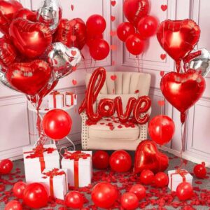 2pcs LOVE Foil Balloons Mylar Foil Letters Balloons Reusable Material for Romantic Valentine's Day Wedding Bridal Shower Anniversary Engagement Party Decorations